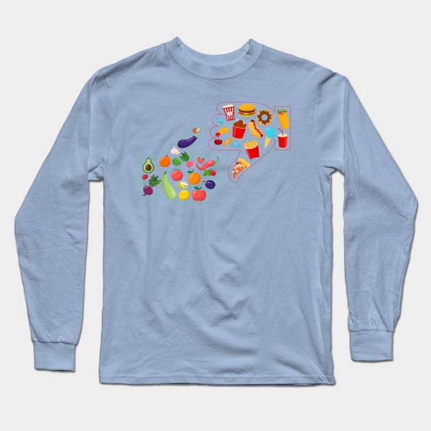 healthy vs junk food Long Sleeve T-Shirt by Mako Design 